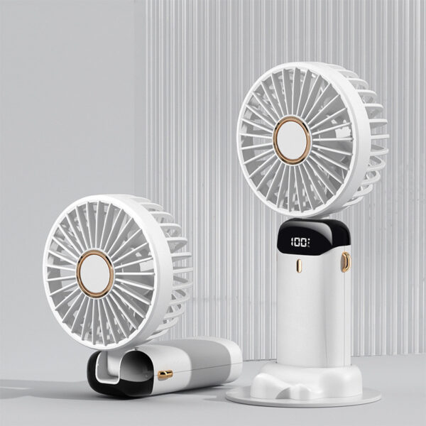 USB Rechargeable Mini Portable Handheld Electric Fan Foldable Neck Hanging Outdoor Fan Adjustable 5 Speed Powerful Air Cooler - Image 4