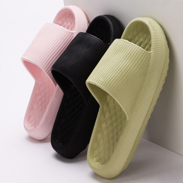 Summer EVA Slippers Solid Color Rhombus Stripe Anti-slip Slippers New Women's Home Shoes - Image 3