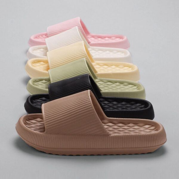 Summer EVA Slippers Solid Color Rhombus Stripe Anti-slip Slippers New Women's Home Shoes - Image 5